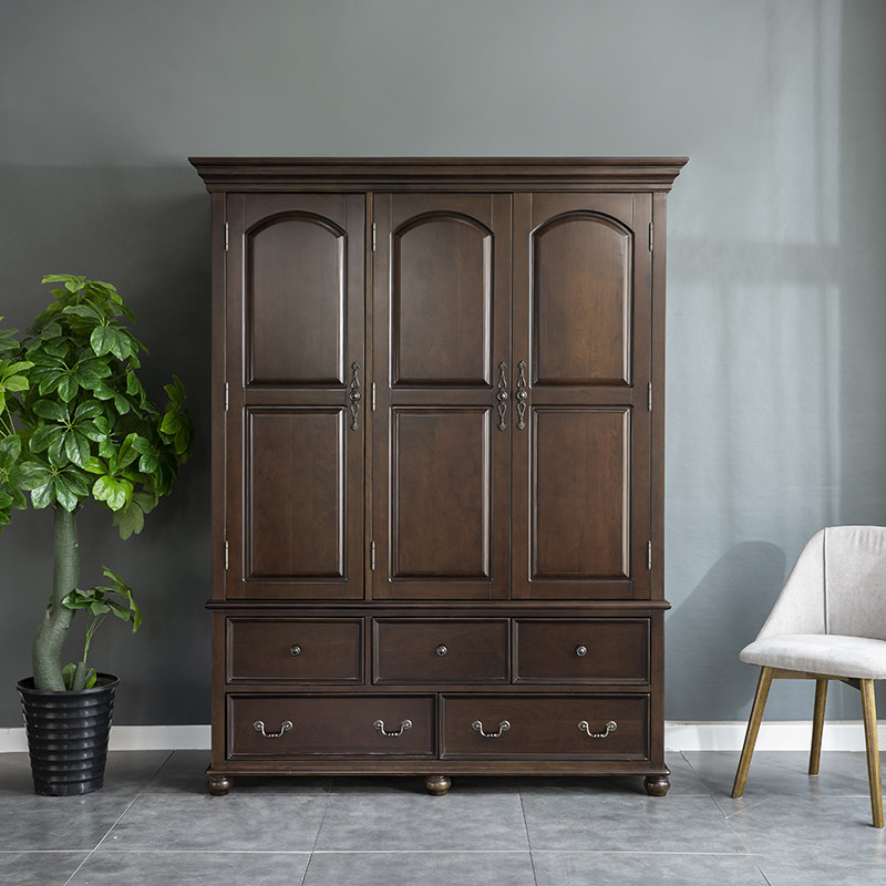 美式实木双门衣柜2门儿童衣橱地中海田园卧室衣柜