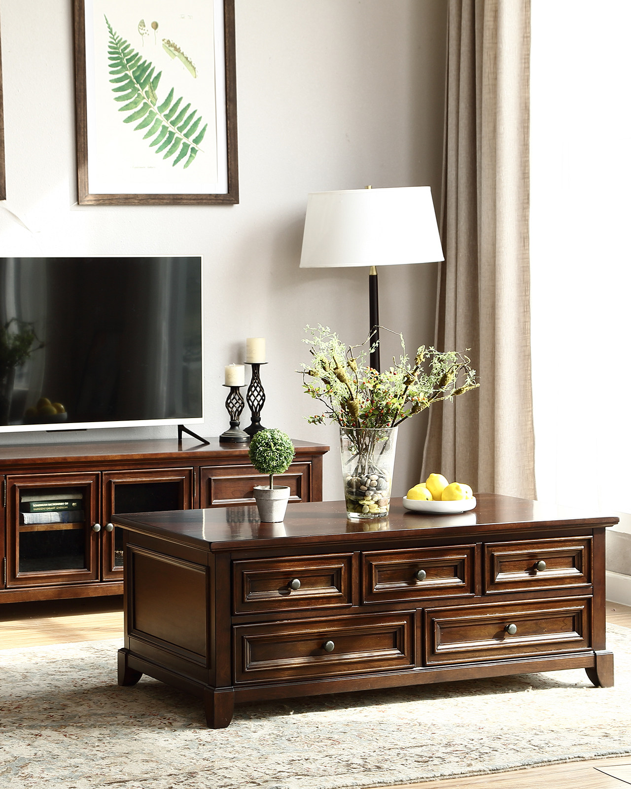 美式全实木茶几客厅乡村方几储物边几茶桌樱桃木咖啡桌熙和家具