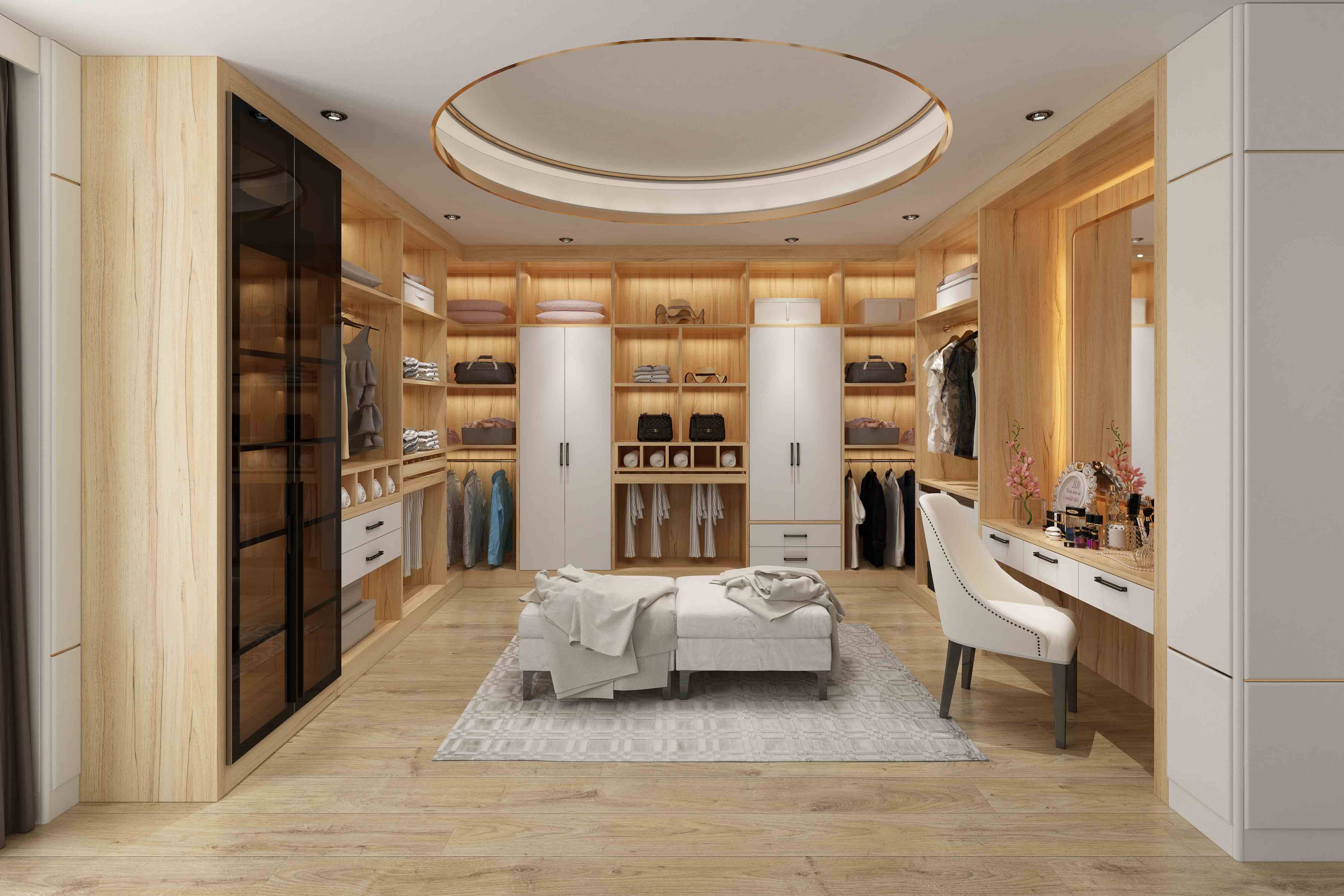 札美全屋定制衣柜简约现代轻奢整体步入衣帽间卧室定制走入式衣柜