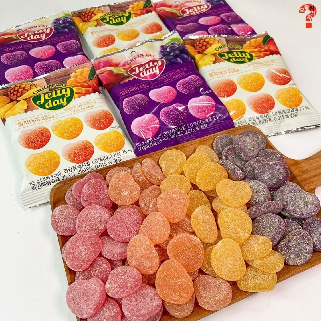 韩国进口好丽友jellydayvc心形水果软糖葡萄桃子传统糖果