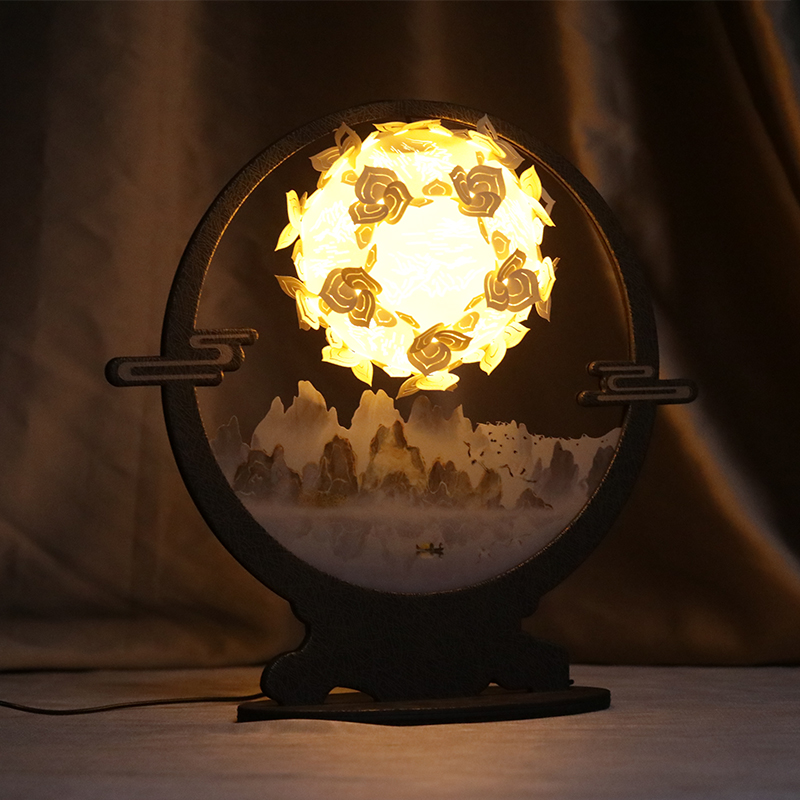 3d光影纸雕diy手工材料故宫文创古风床头装饰台灯