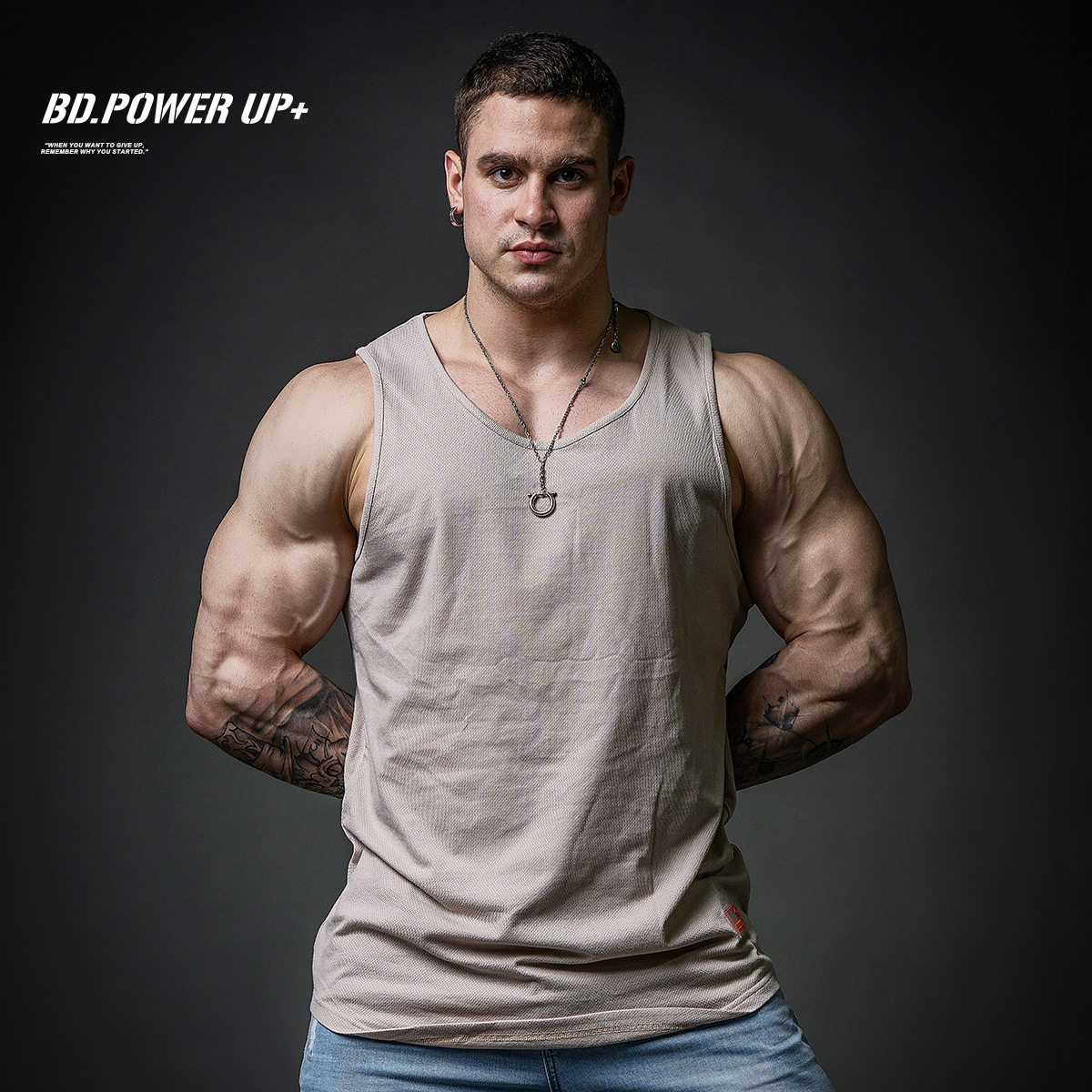 背心bd健美圆领夏季中长健身训练运动肌肉运动背心