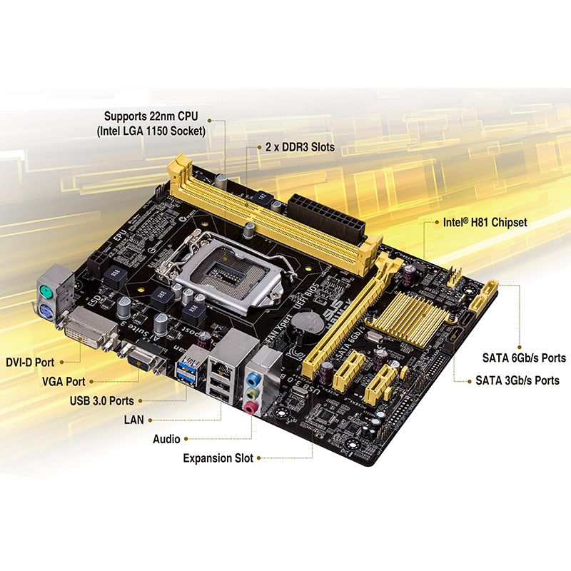 asus华硕h81m-k游戏办公1150针台式电脑主机主板支持主板