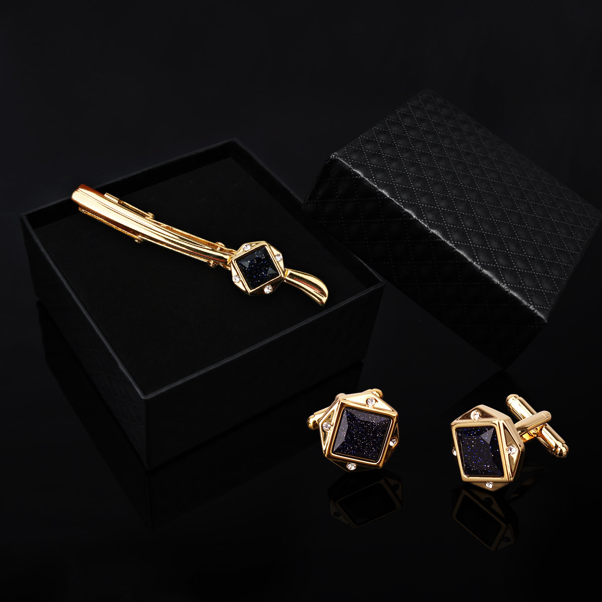 水晶领带夹钻领带夹男士领带夹结婚领带夹袖扣领带夹套装