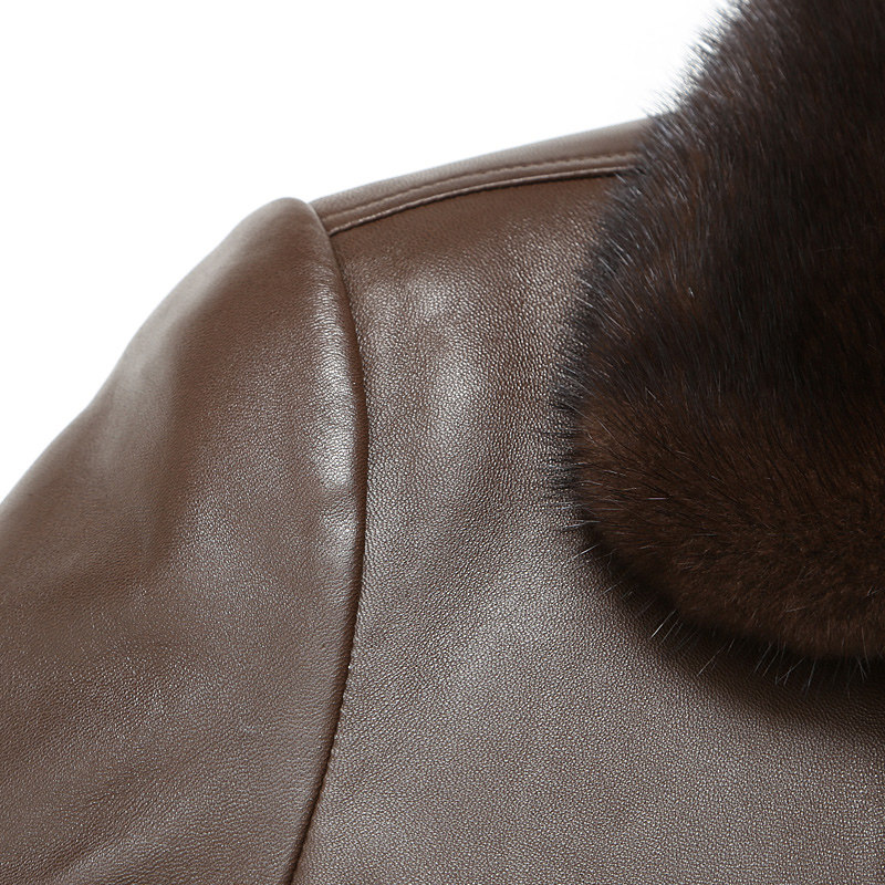 真皮皮衣皮草男头层绵羊皮 黄金貂内胆男士皮克服 水貂领貂皮大衣