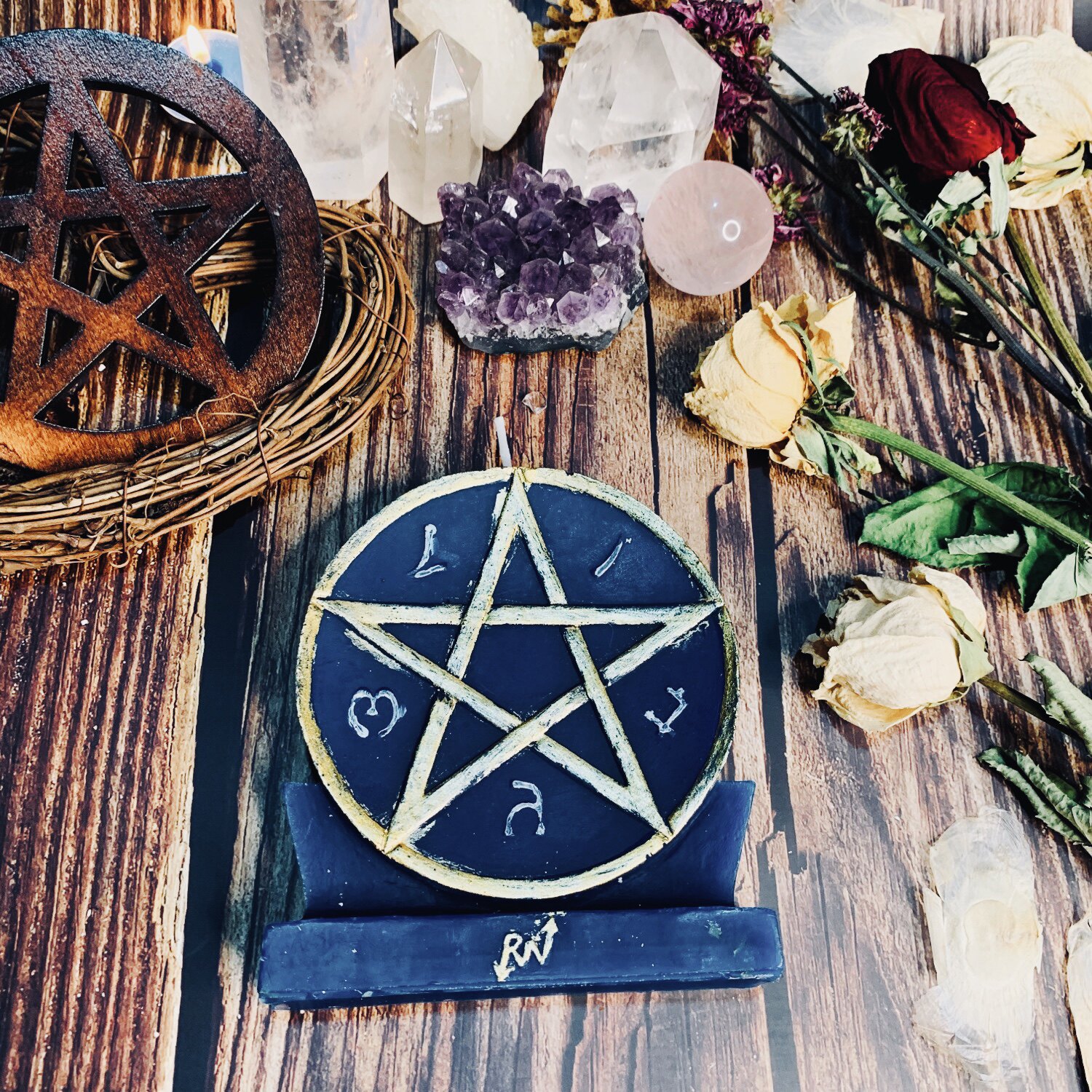 进口北极萨满女巫五芒星魔法蜡烛爱情事业健康香薰蜡烛