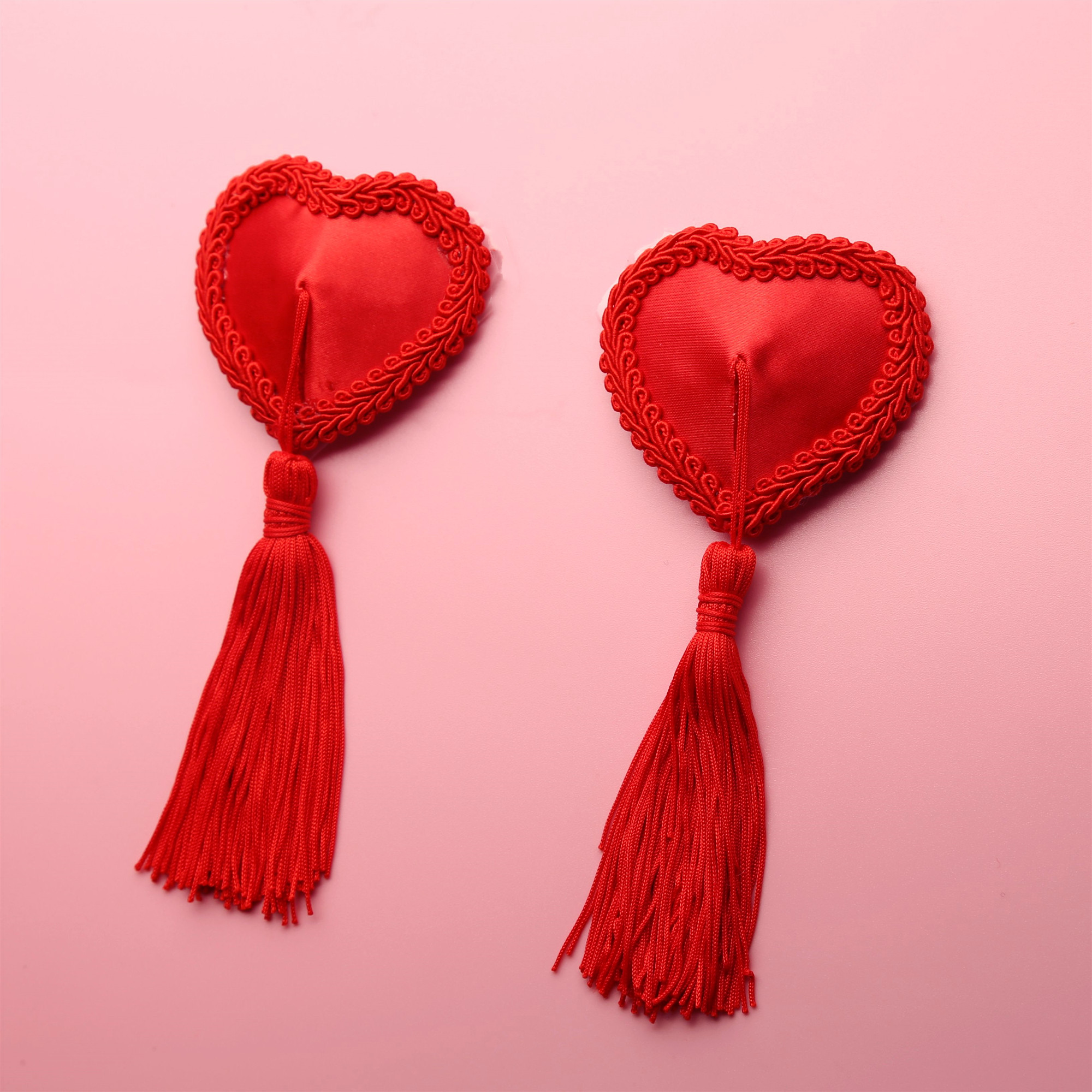 性感黑色蜈蚣情趣乳贴心形流苏重复使用胸贴乳贴