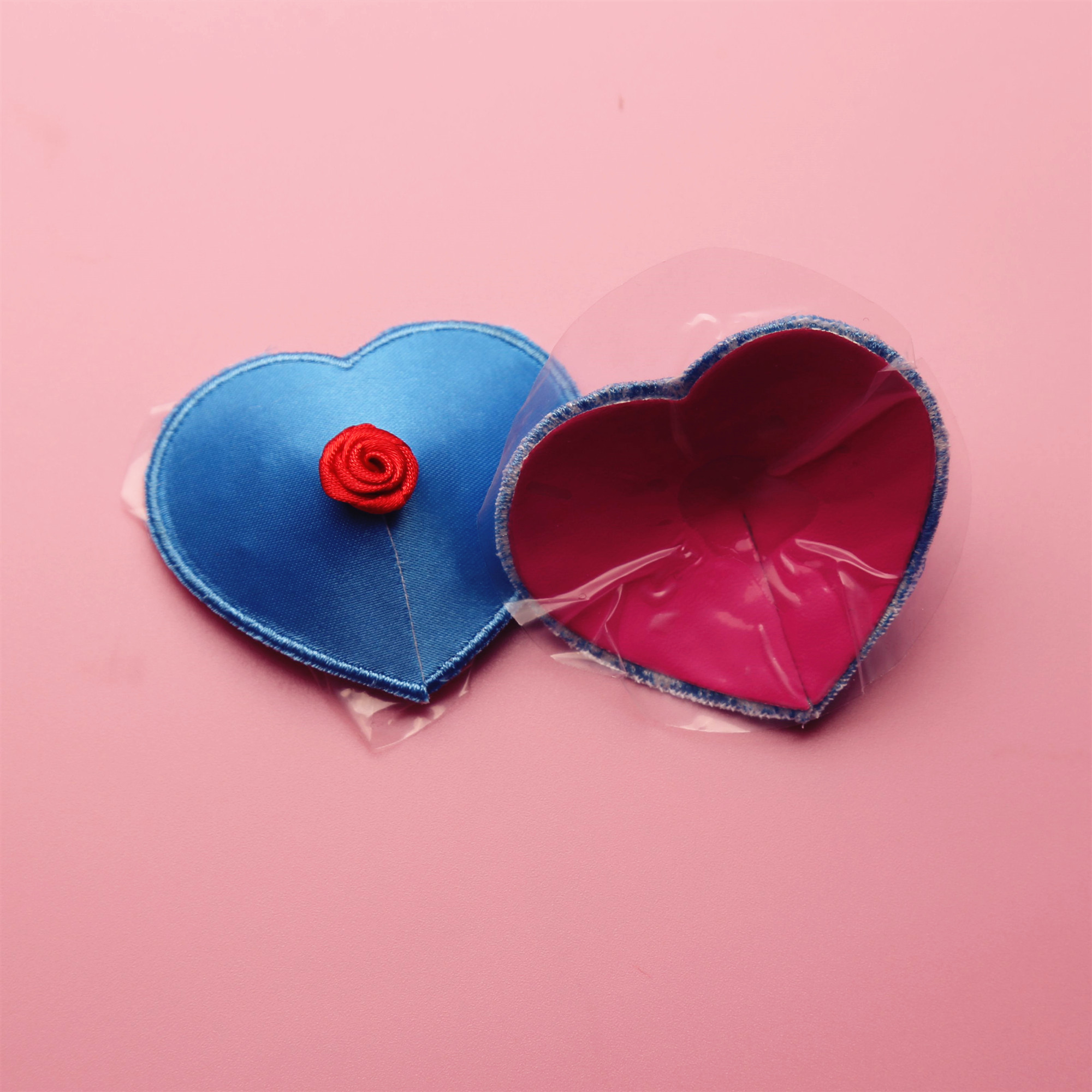 蓝色色带小玫玫瑰花心形胸贴可爱性感女士乳贴乳贴