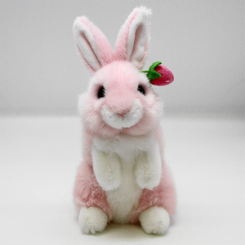 日本auroraworld正版粉色草莓草莓兔兔子公仔兔兔毛绒布艺类玩具