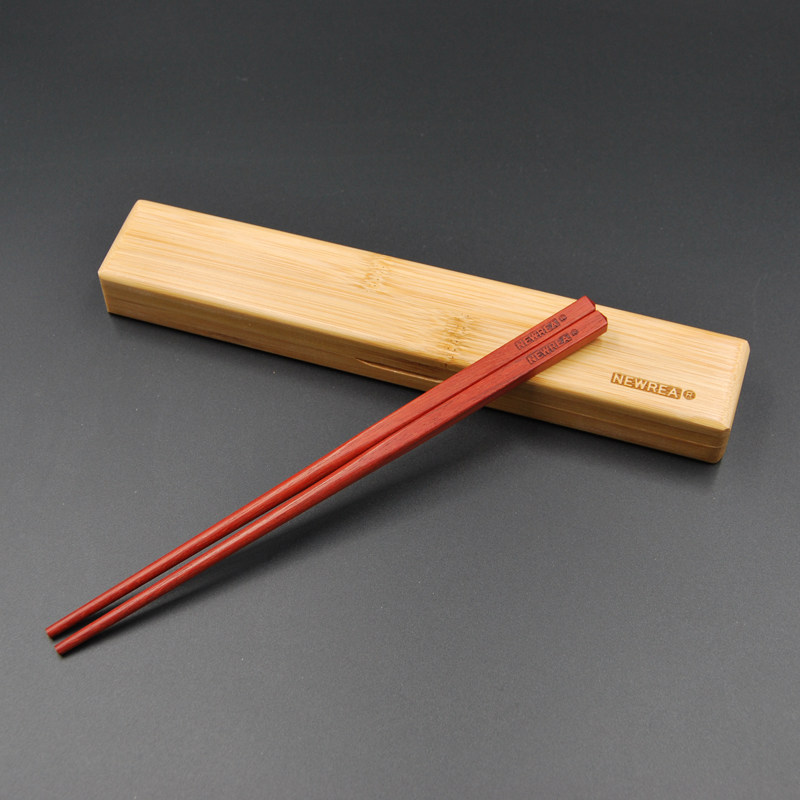 筷子newrea新锐21cm小叶紫檀全木旅行便携筷子