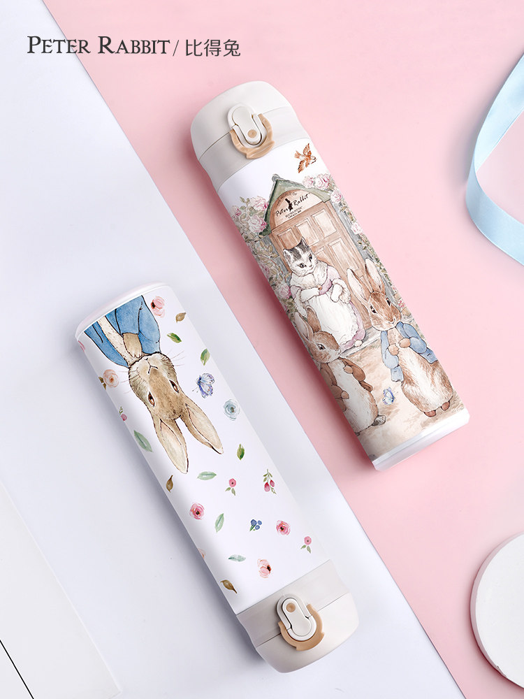 水杯比得兔便携女生不锈钢儿童学生茶水分离大容量保温杯