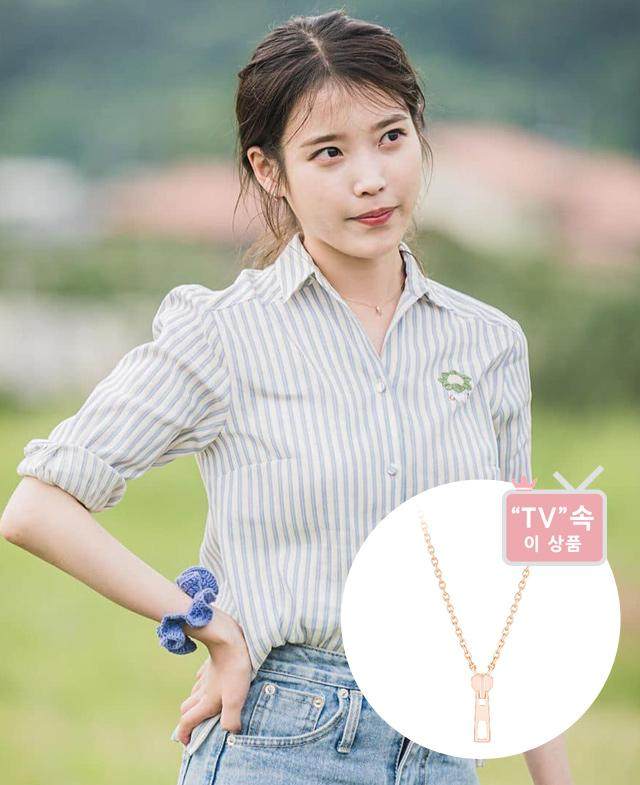 韩国14k锁骨拉链玫瑰同款代购iu知恩李知恩项链