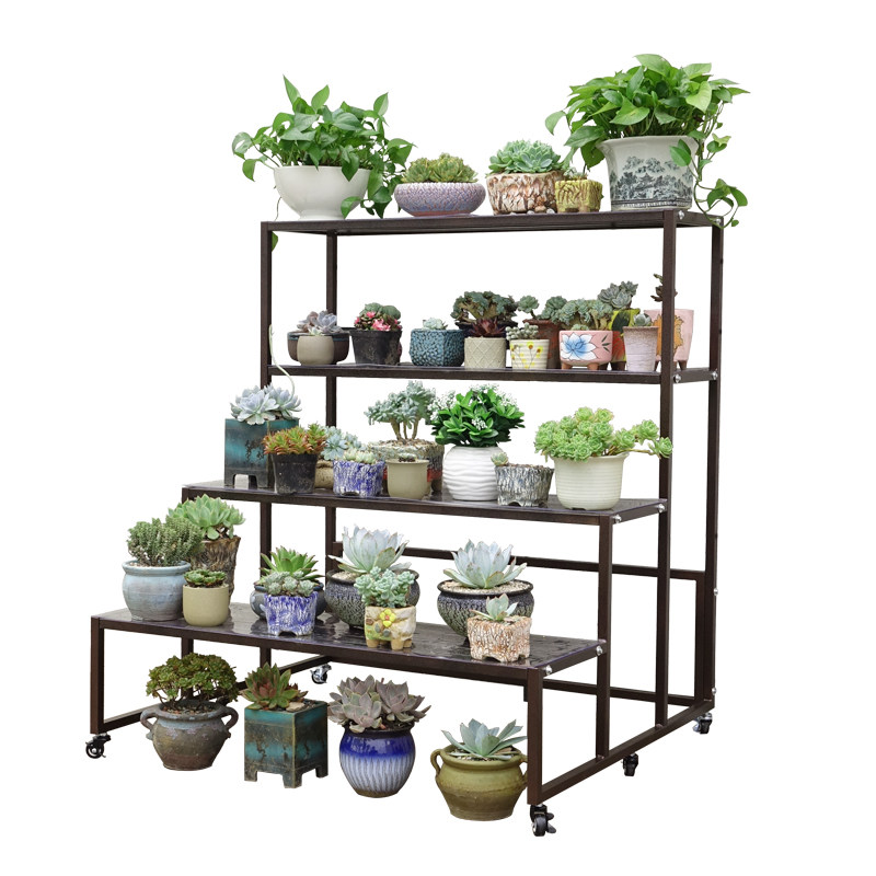 阶梯式多层花架置物架铁艺落地户外梯形阳台多肉花架