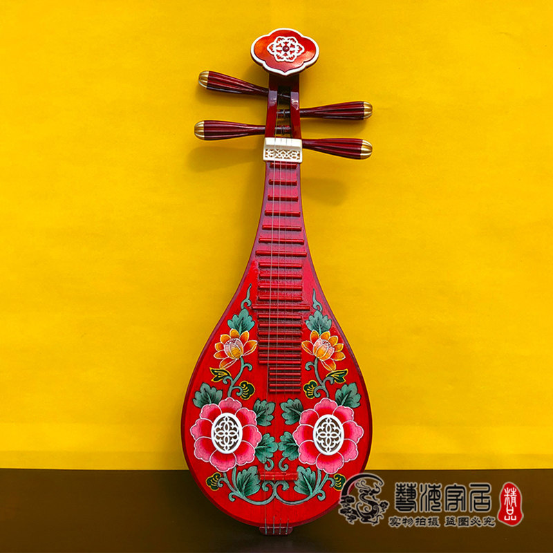 复古手绘乐器壁饰彩绘儿童琵琶中式创意家居装饰品琵琶