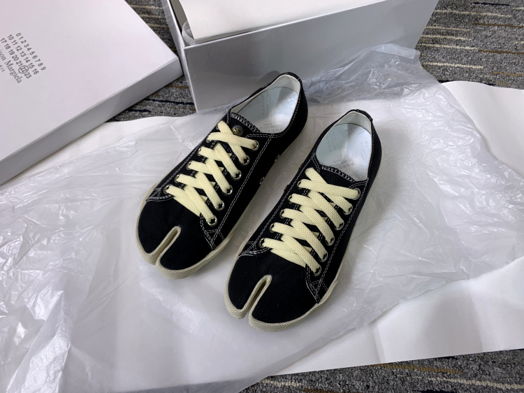 mm6马吉拉男鞋系带帆布tabi分趾鞋泼墨平底马蹄猪蹄单鞋男女同款