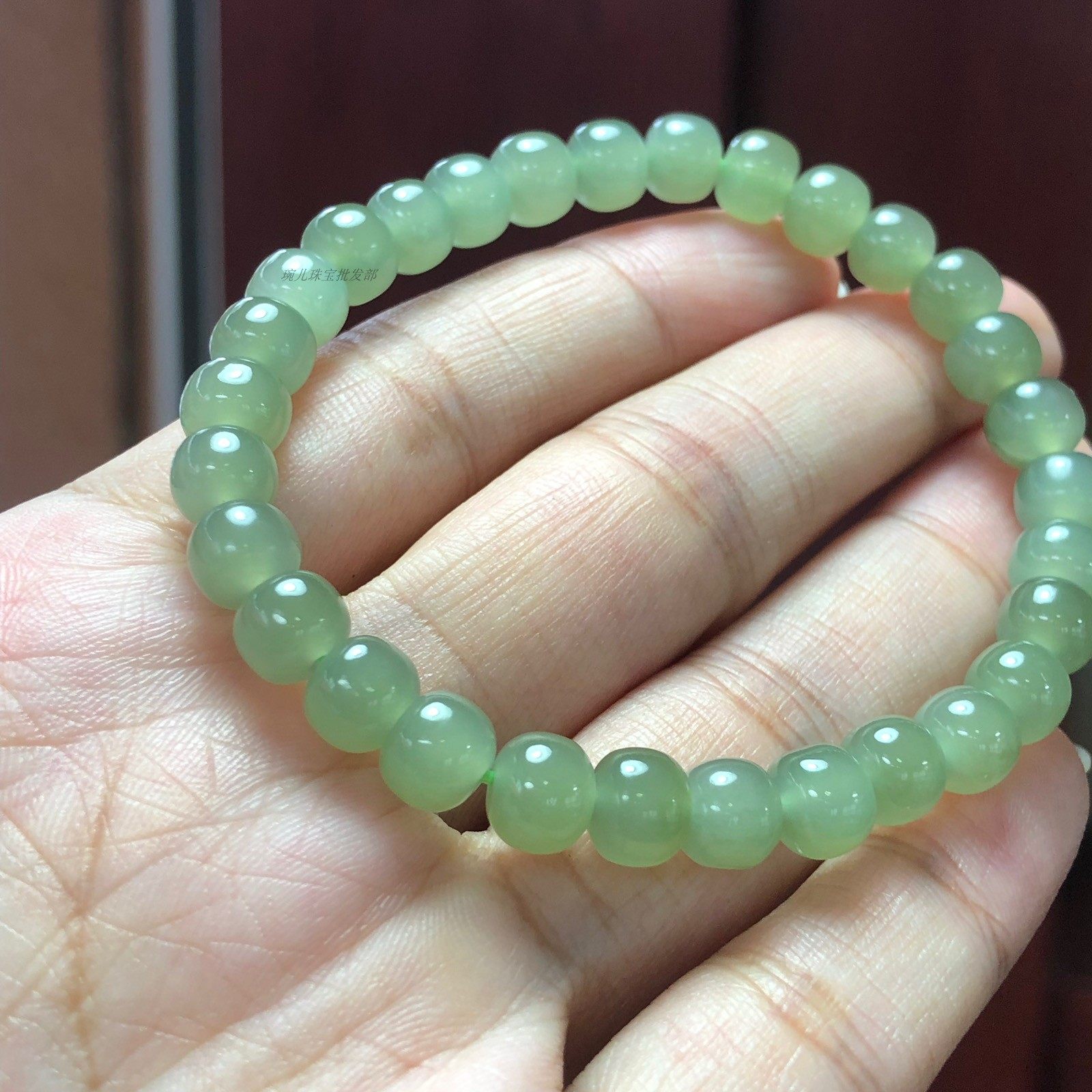 手串和田玉老形珠手晴水翠青紫色精品天然珠子珠子