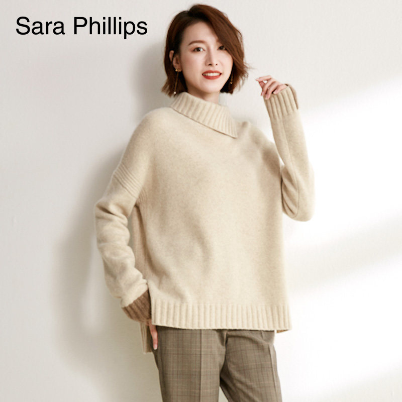 2020秋冬新半高领羊绒衫纯色套头侧开毛衣