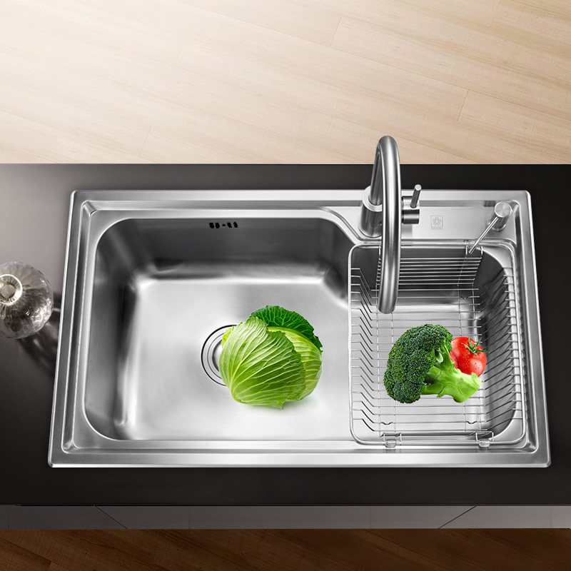 套餐樱花st-8701不锈钢水槽一体成型加厚洗菜菜盆水槽套餐
