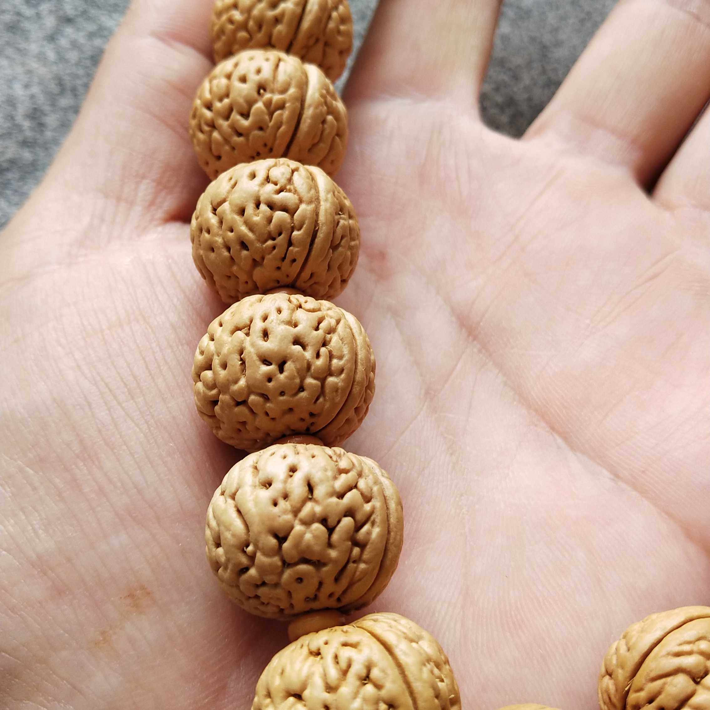 桃核手串精品手持脑纹苹果圆矮桩山桃水晶皮质手串