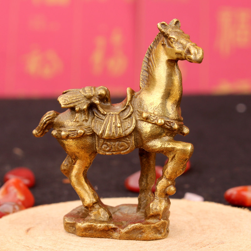 广缘德风水马上蝇黄铜家居摆件马上赢铜工艺品装饰摆设