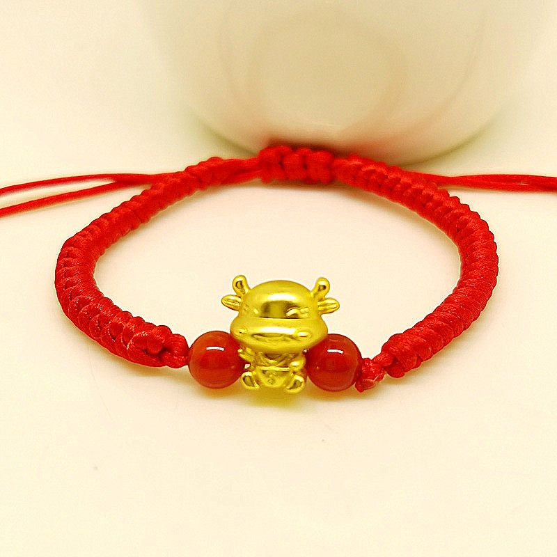 牛年十二生肖金福红绳手链本命年吉祥物编织宝宝情侣手链