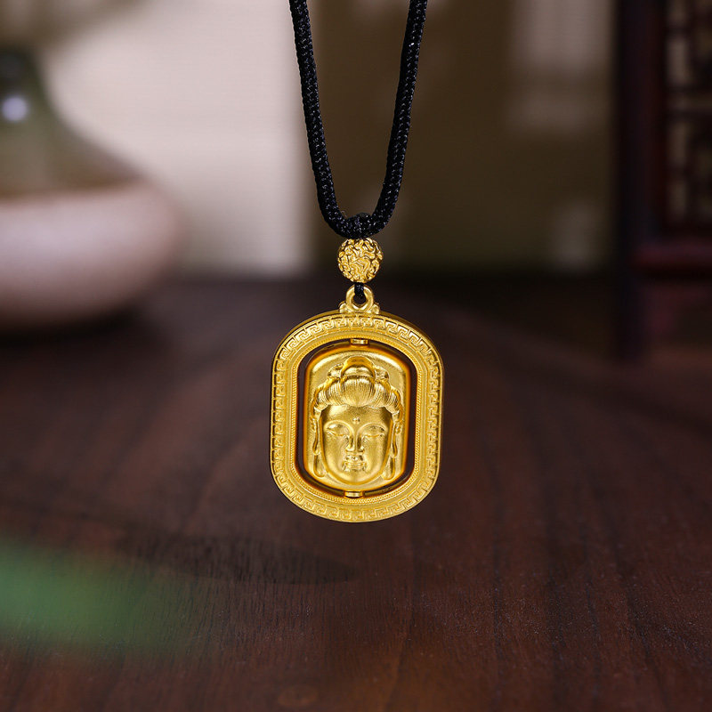 周六福黄金吊坠男女传承古法足金计价佛像挂件颈饰