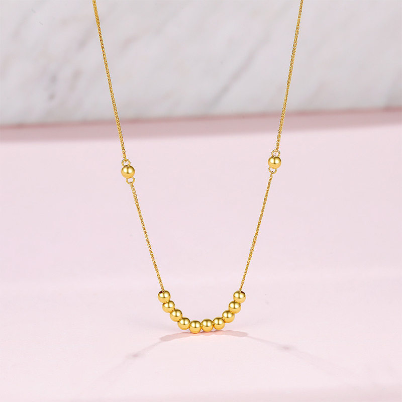 六福珠宝18k金项链项链女套锁骨链女多彩au750彩金颈饰