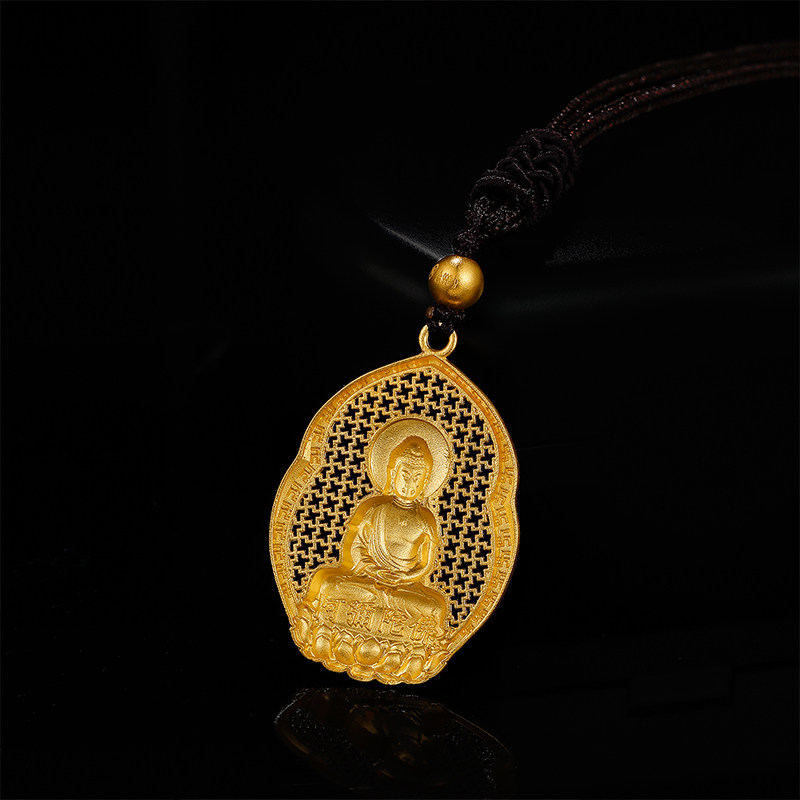 【颈饰】周六福黄金吊坠男女款猪狗年守护神阿弥陀佛本命佛金