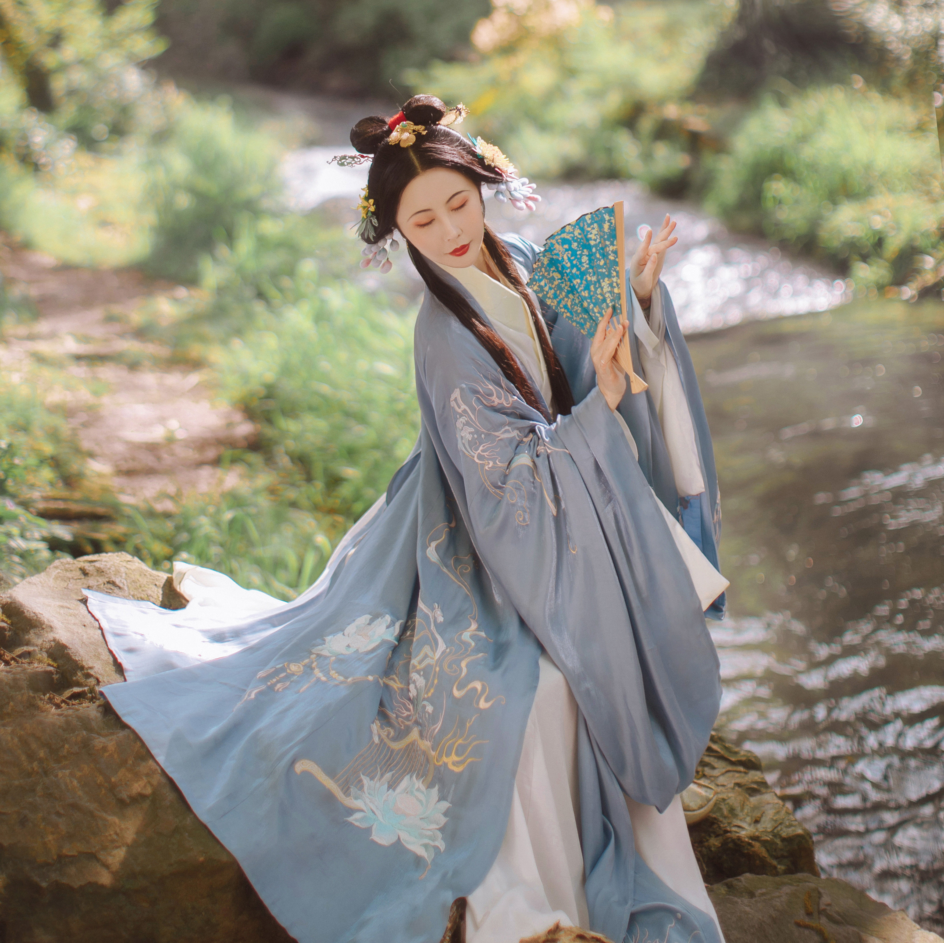 大袖长衫女款男女刺绣衫直道袍君仙制汉创明汉服定制