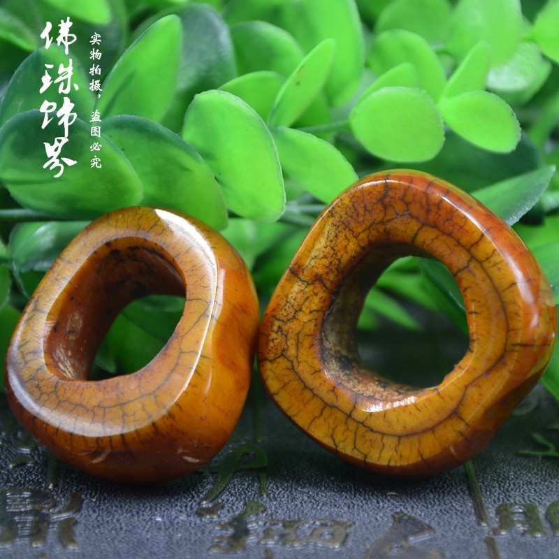 吊坠天然耗牛做旧复古古牛骨随平安扣平安饰品佛珠