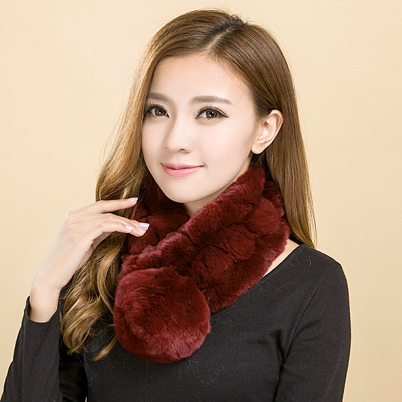 真毛兔毛皮草毛毛围巾可爱球球甜美獭兔毛围脖女士秋冬季韩版纯色