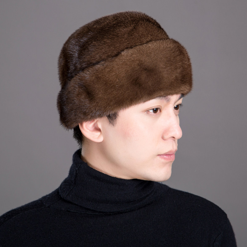 貂皮帽子男士中老年人冬天护耳保暖水貂冬季整貂毛帽子