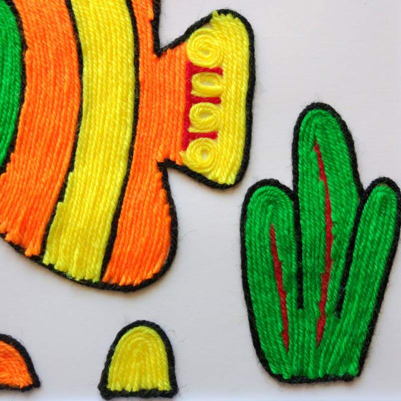 益智儿童手工diy制作幼儿园材料包趣味亲子毛线黏贴画新颖鱼a4