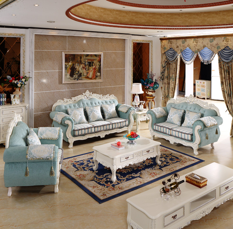 欧式布艺沙发简欧客厅大小户型实木家具组合北欧双人布艺沙发