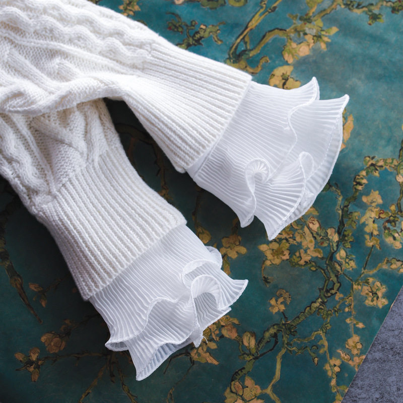 惠馨堂黑色白色深蓝色女蕾丝假袖口袖子接长毛衣卫衣内搭装饰手环