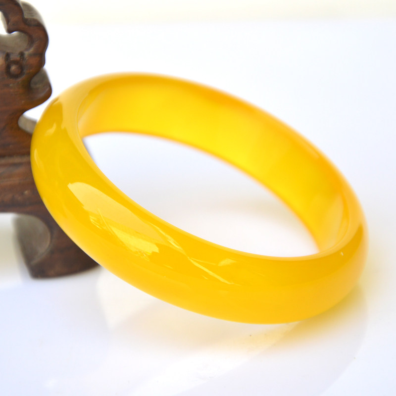 天然柠檬时尚手饰女士黄女士镯子正品玉石蓝田手镯