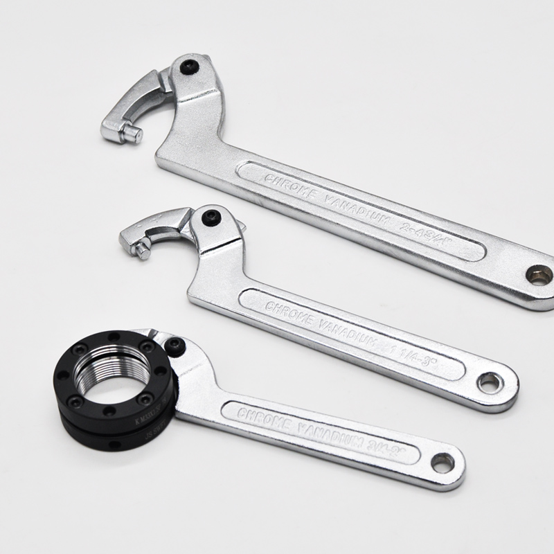 扳手活络月牙精密锁紧螺母勾型可调调节圆头侧面孔勾扳手