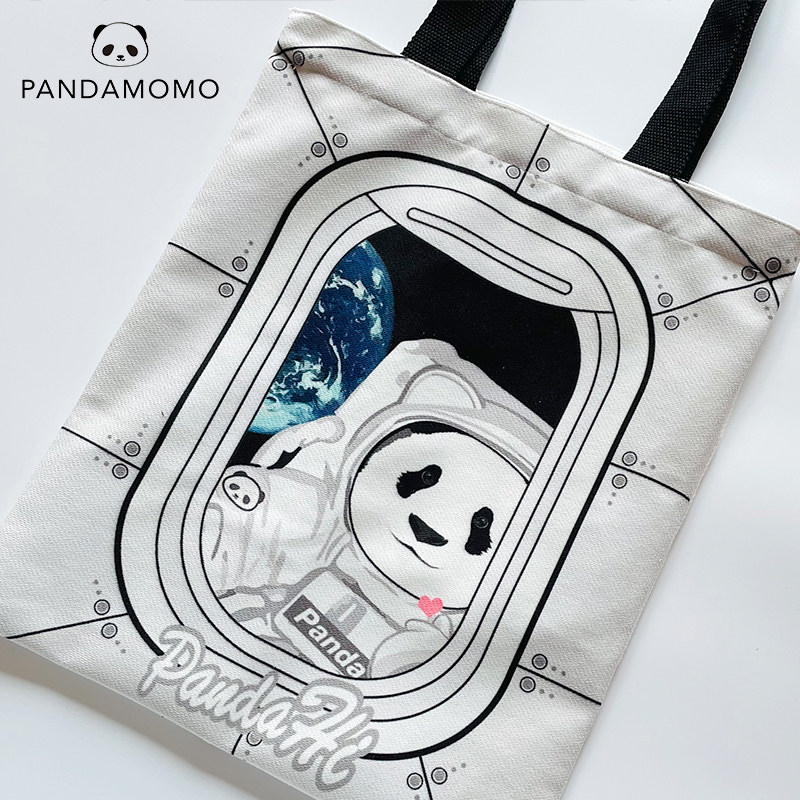 pandamomo大熊猫提袋卡通可爱帆布包单肩休闲休闲包包包通用款女包