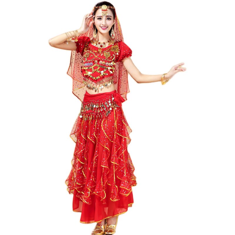 印度舞蹈演出服装新款民族风女装肚皮舞套装天竺少女高档表演服
