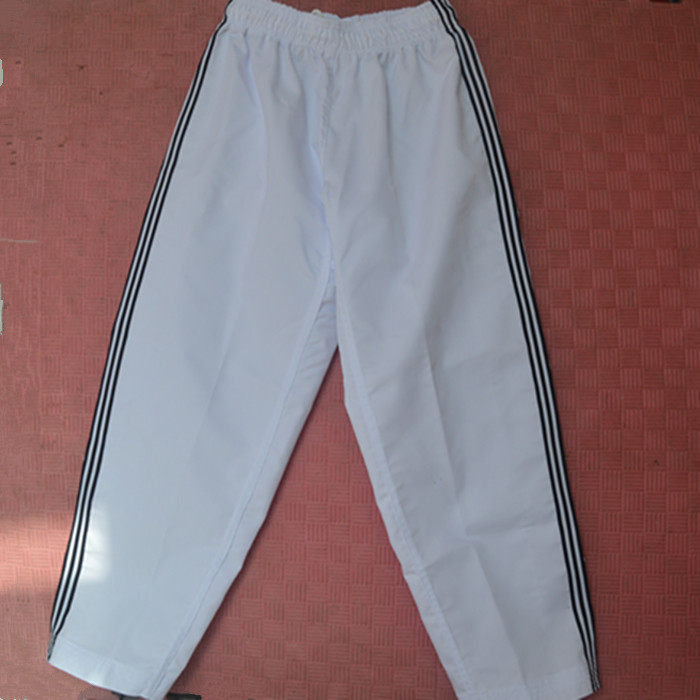 跆拳道道裤条纹裤子白色黑色训练跆拳道服