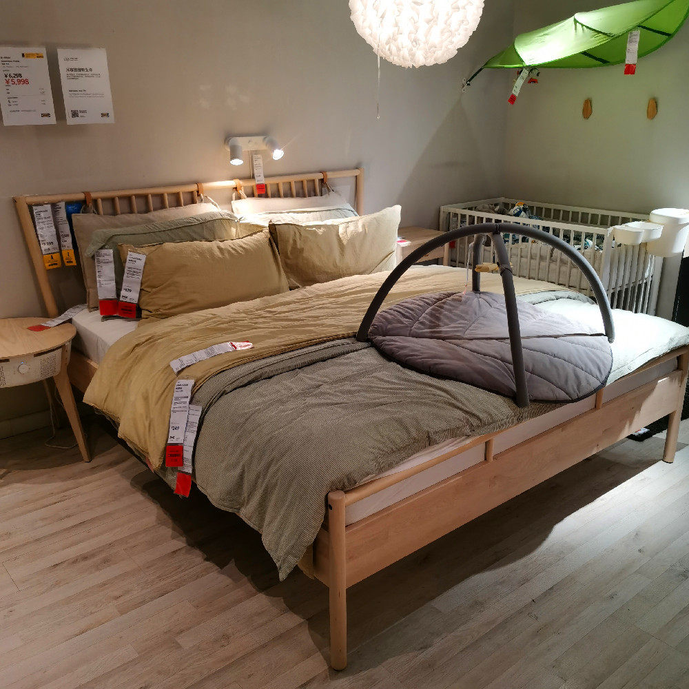 北欧宜家约纳纳斯实木木床简约桦木双人床欧风实木床