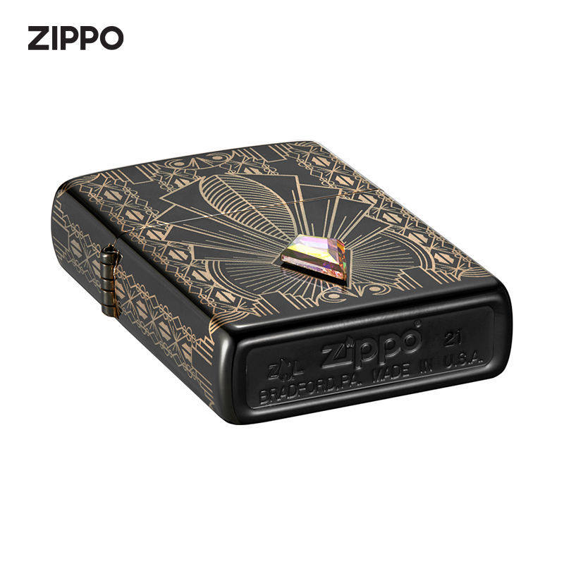 zippo收藏限量2021年度机金色世家洛世奇水晶镶嵌zippo