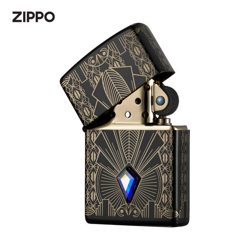 zippo收藏限量2021年度机金色世家洛世奇水晶镶嵌zippo