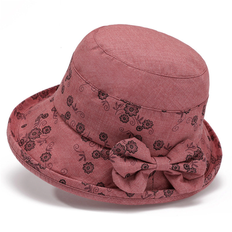 老人帽子渔夫防晒老太百搭休闲舒适棉布碎花帽子