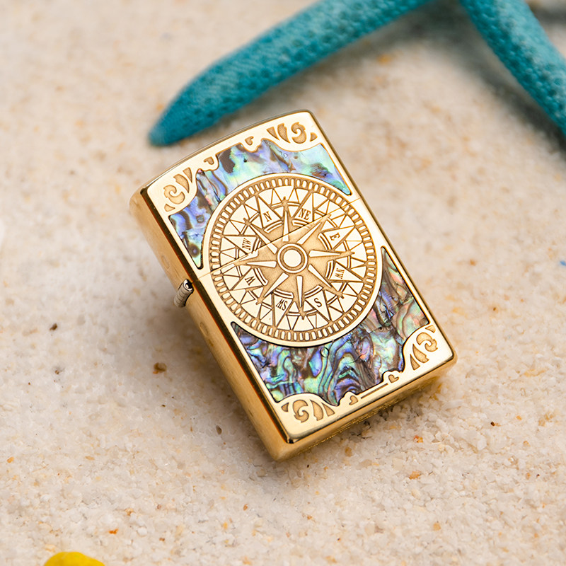 zippo打火机正版芝宝贝壳罗盘爱情海zppo煤油防风zippo