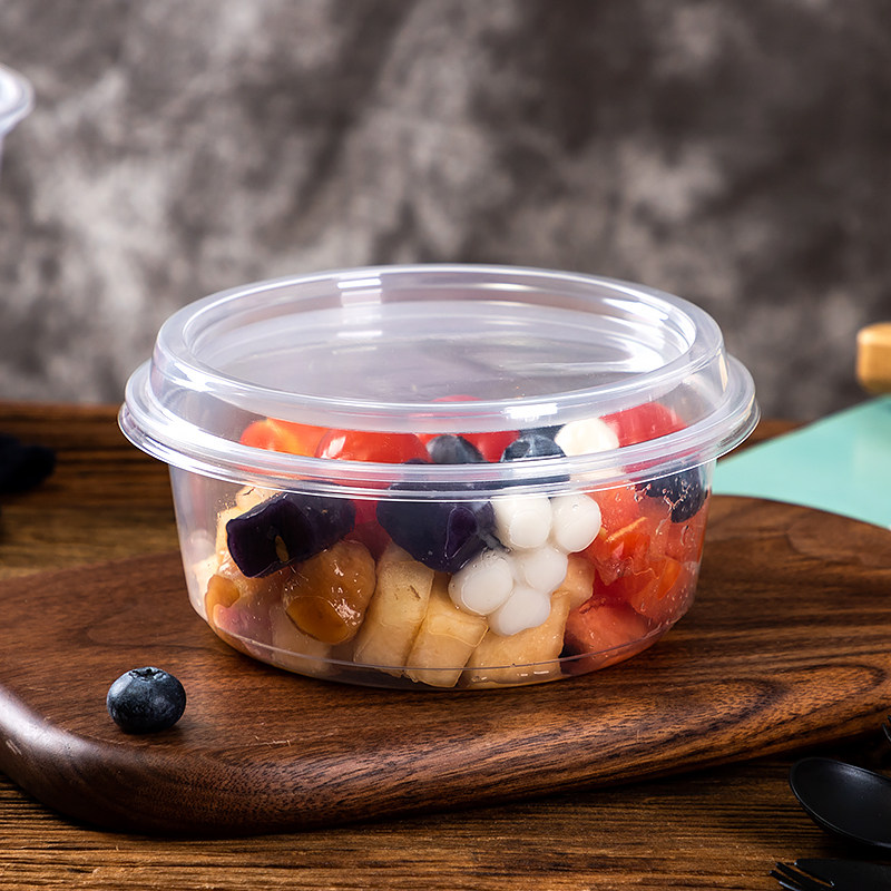 冰粉碗专用500ml一次性饭盒可加热圆形甜品水果捞外卖打包盒包邮
