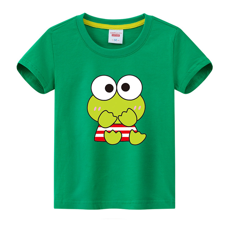 青蛙图案童装宝宝夏季绿色衣服男女女童幼儿园t恤