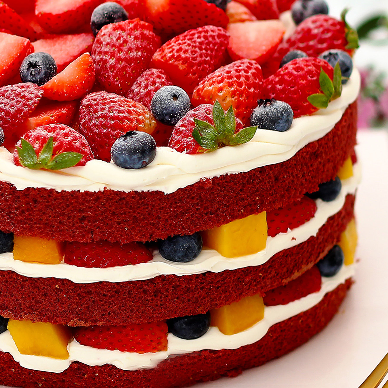 草莓裸蛋糕水果盛宴生日聚会郑州洛阳南宁西安蛋糕同城配送速递