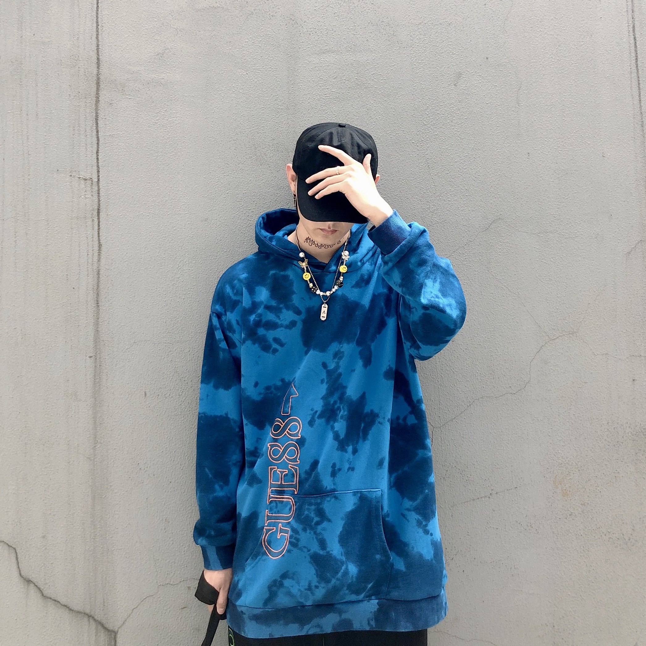 【北京现货】guess x 88rising tye hoodie扎染蓝色帽衫卫衣男女