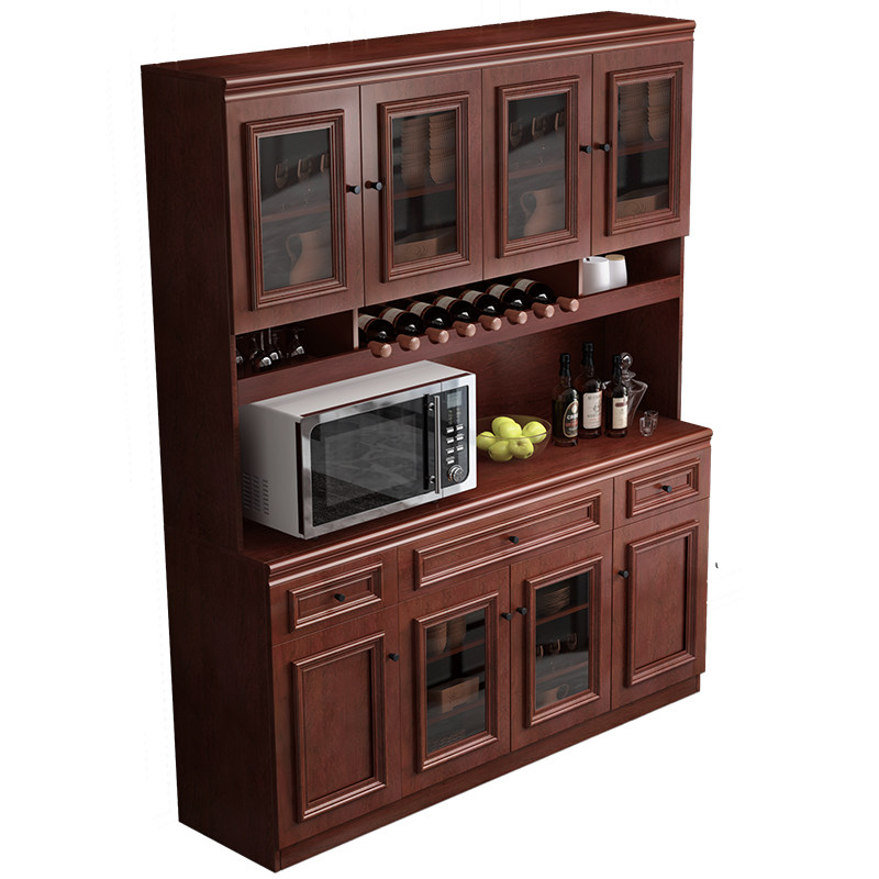 实木碗柜厨房储物柜现代简约水柜茶水中式杠餐新中式餐边柜